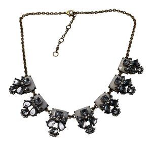 Vintage Milk Glass Bib Necklace Statement Jewelry Mid Century Modern MCM u